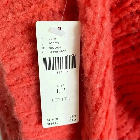 Anthropology Pilcro Zamora Cowl Neck Sweater Sz Large bright coral - Picture 8 of 14